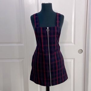 Black & Red Plaid Overall Dress